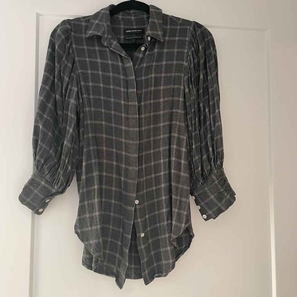 Something Navy flannel top
